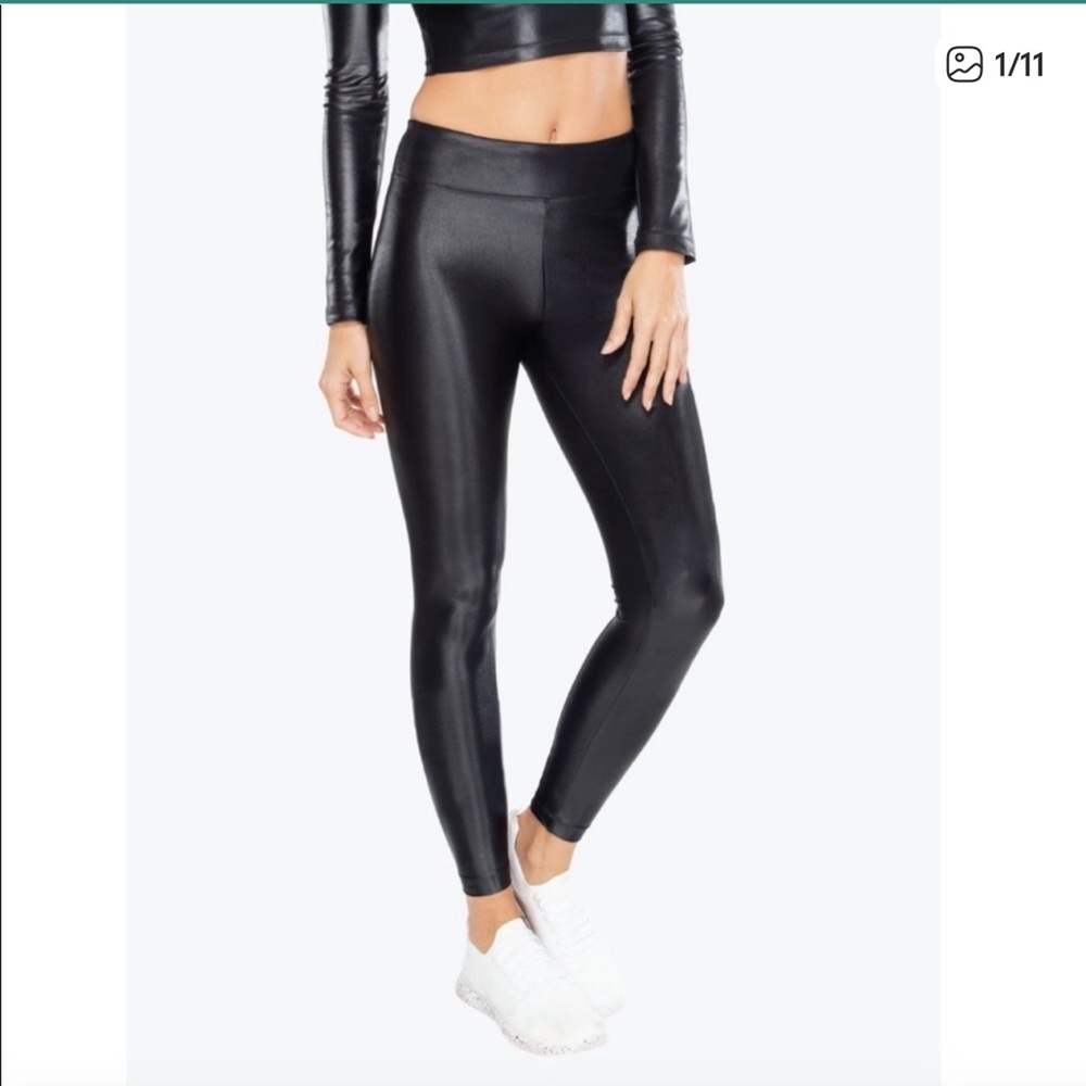 Koral Lustrous High Rise Faux Leather Leggings Black Size Large